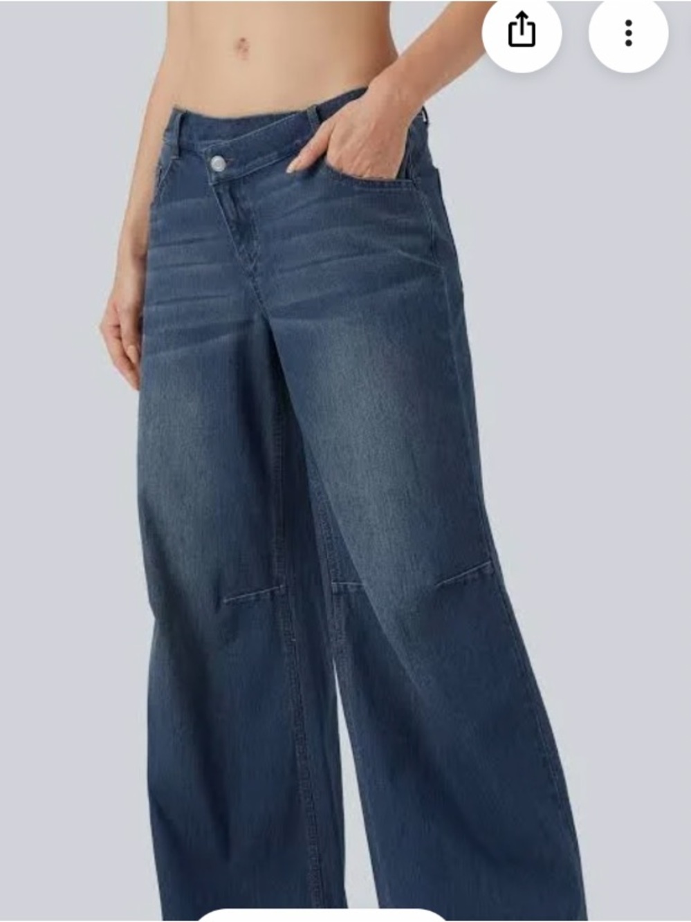 Halara Women’s Dark Blue Baggy Wide-Leg Jeans - Low Rise